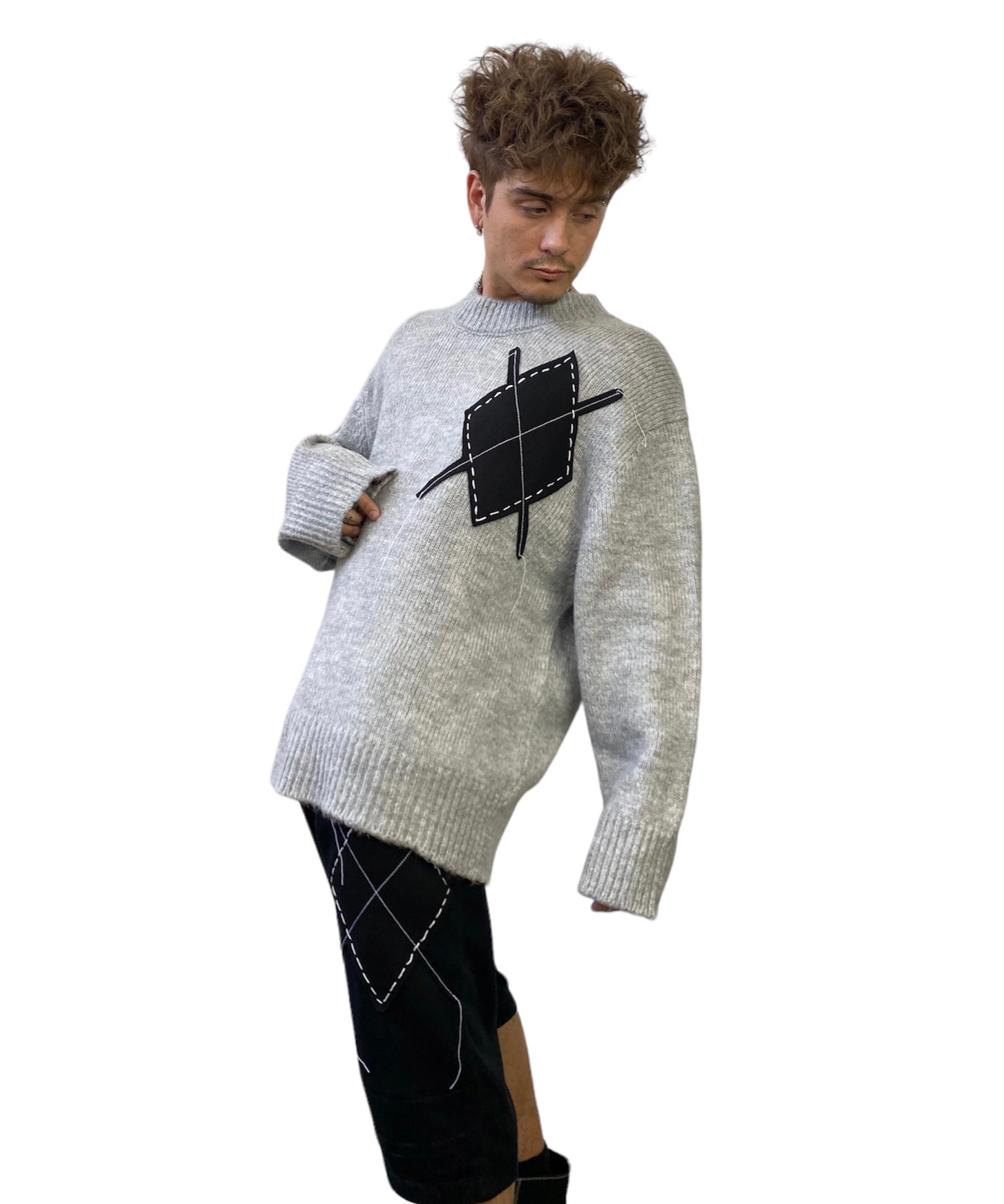 Argyle Fuzzy Sweater. S/M - L/XL