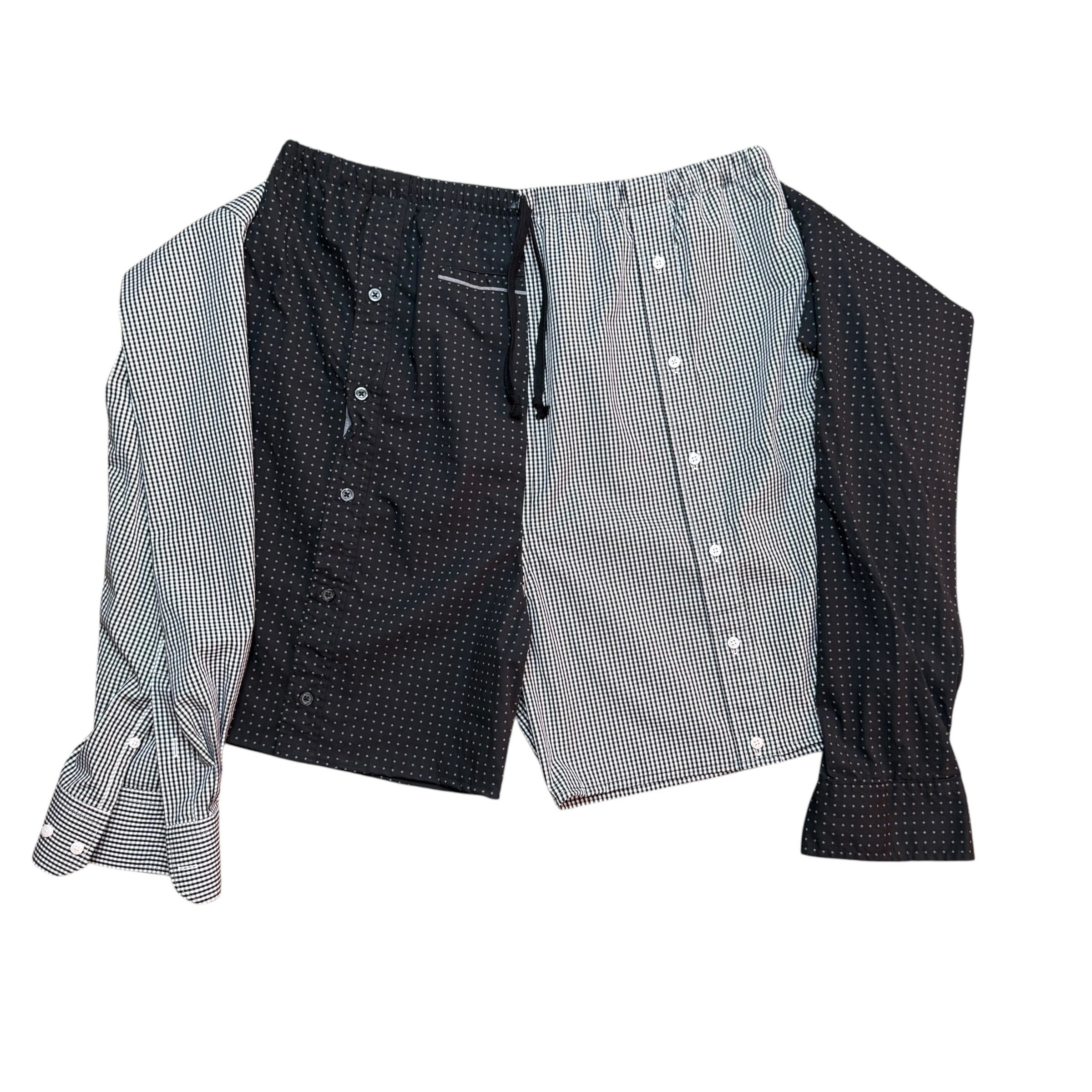 Black Dot Button Up Shorts. O/S
