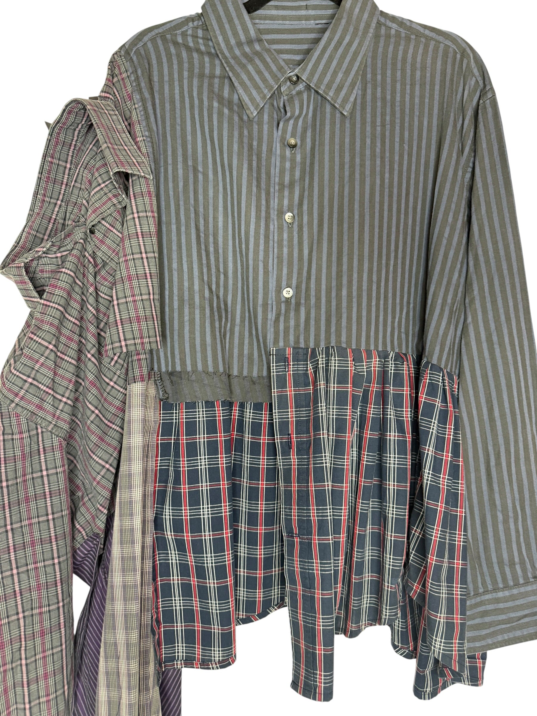 Blue Double Crop Shirt. L