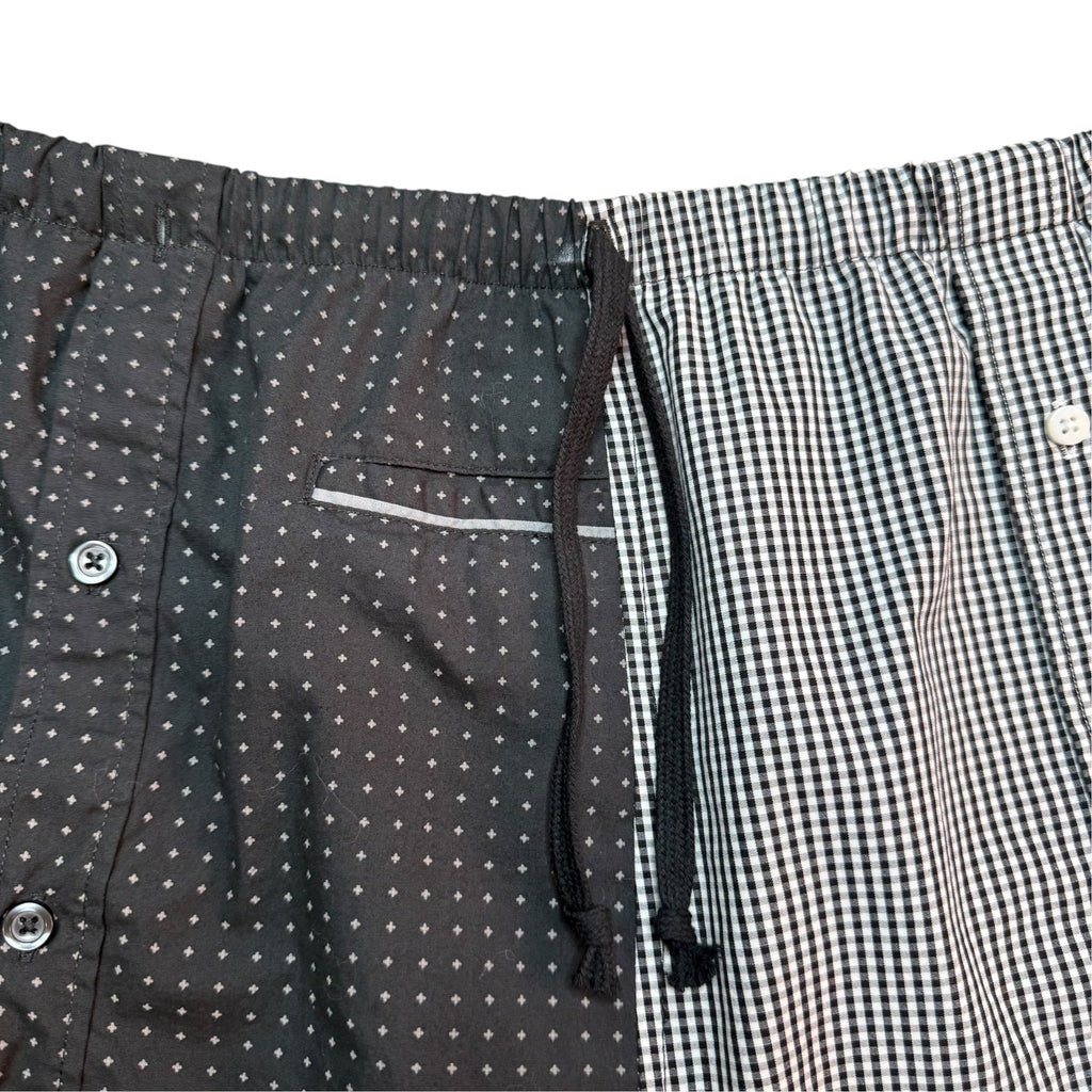 Black Dot Button Up Shorts. O/S