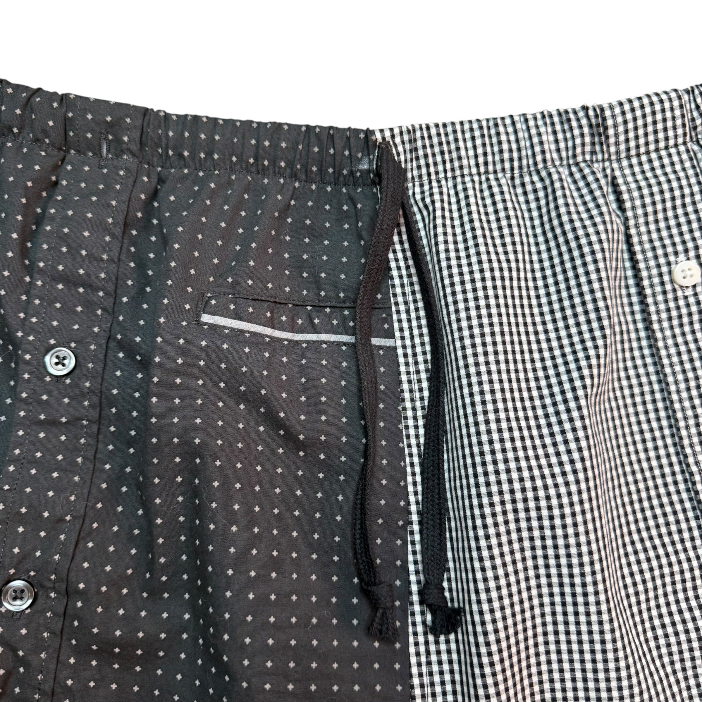 Black Dot Button Up Shorts. O/S