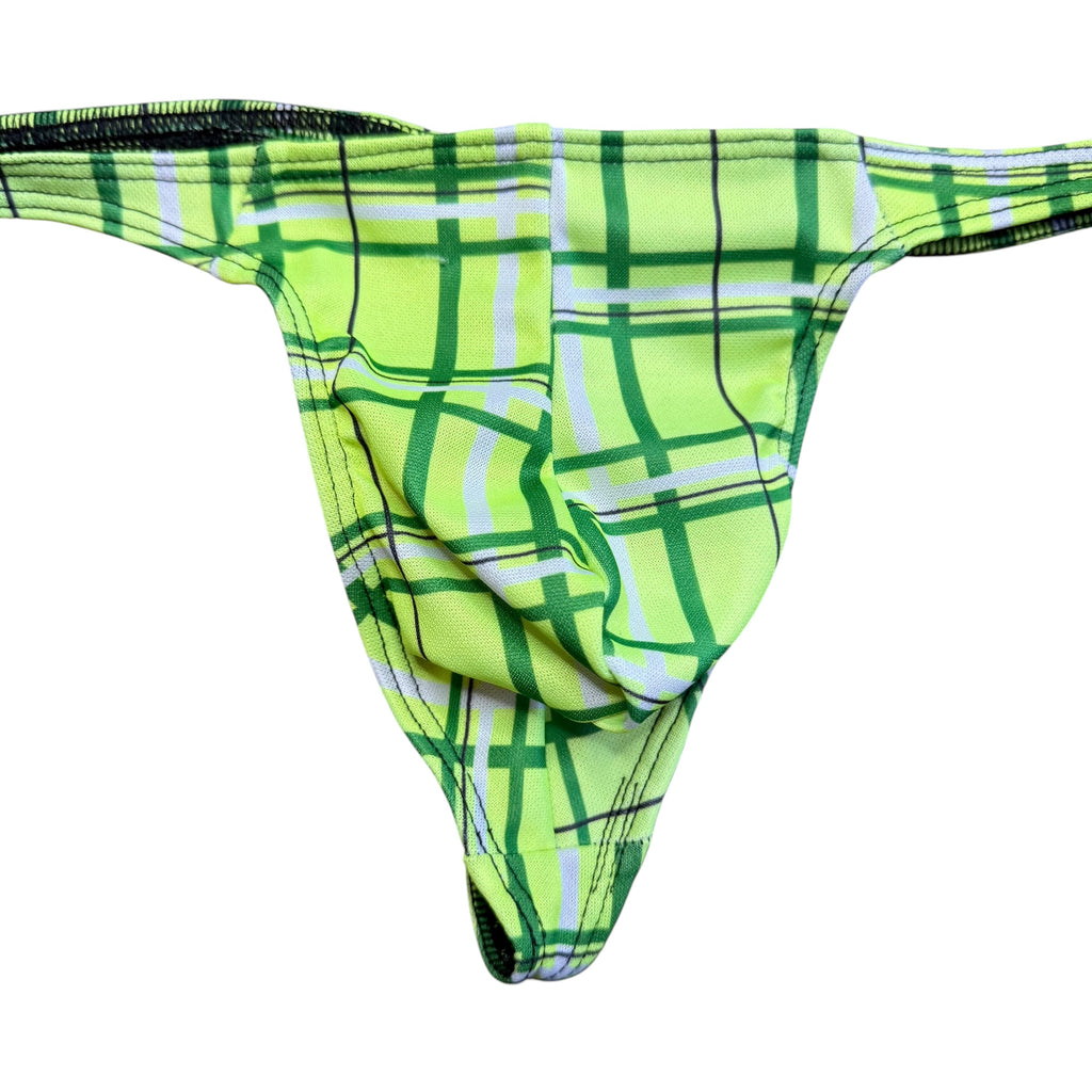 Neon Plaid Thong. M - L