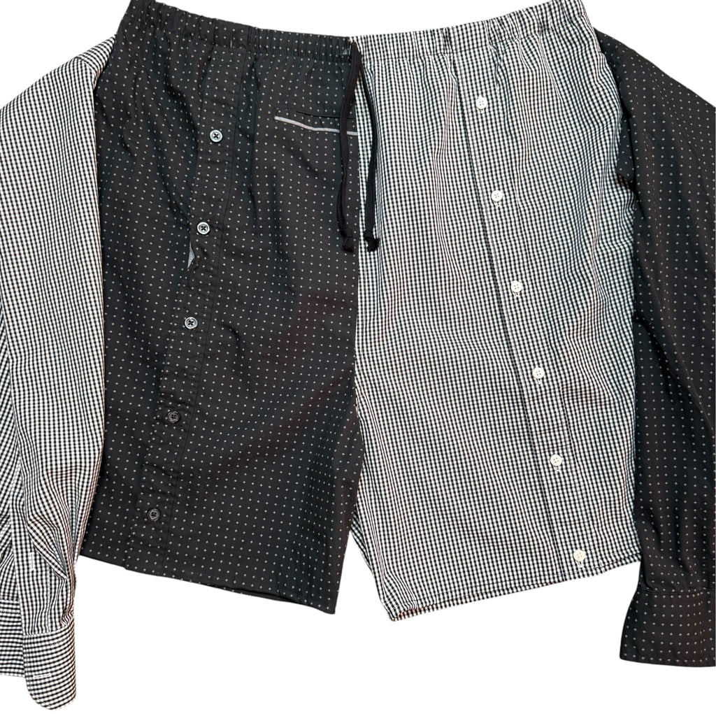 Black Dot Button Up Shorts. O/S