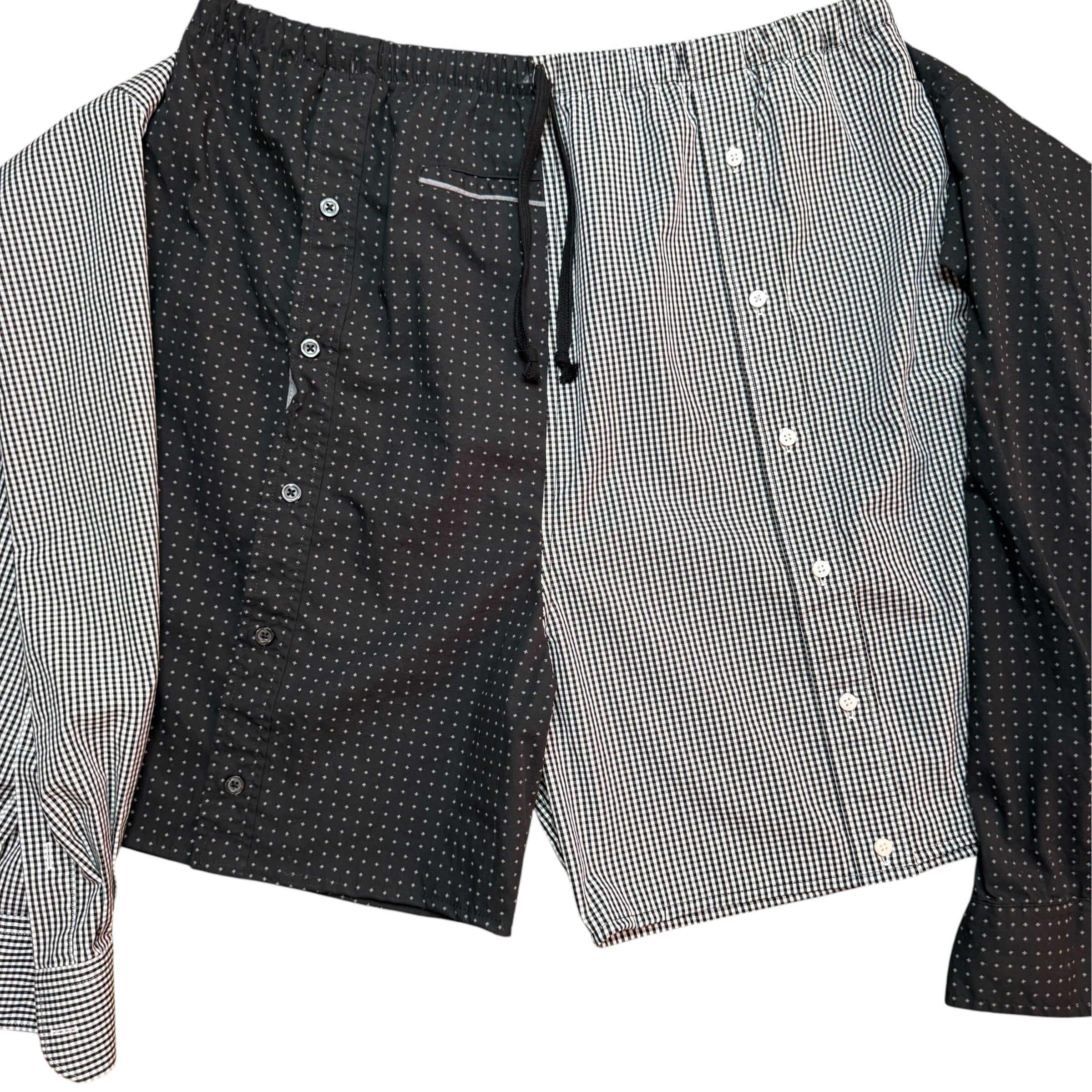 Black Dot Button Up Shorts. O/S