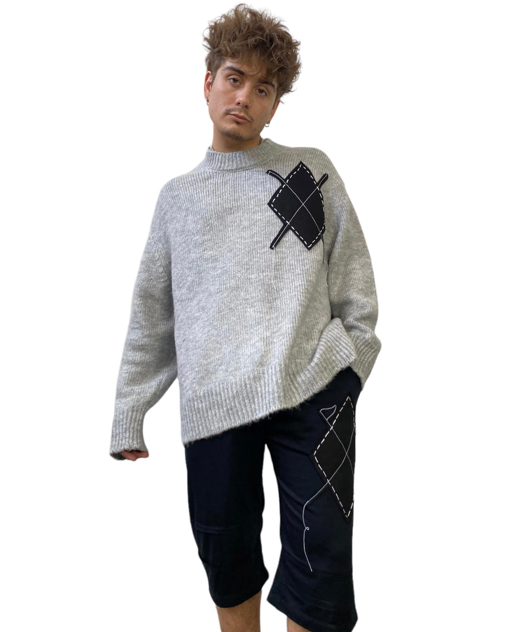 Argyle Fuzzy Sweater. S/M - L/XL