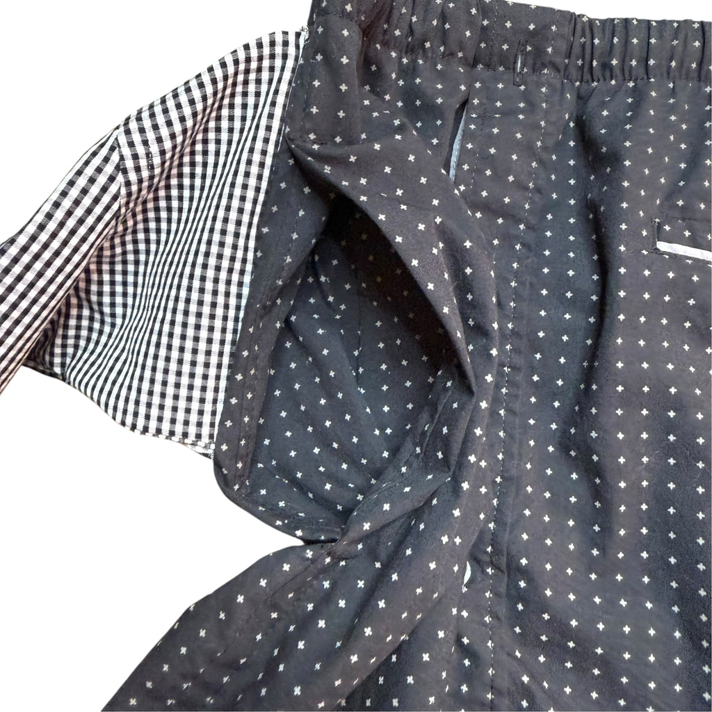 Black Dot Button Up Shorts. O/S
