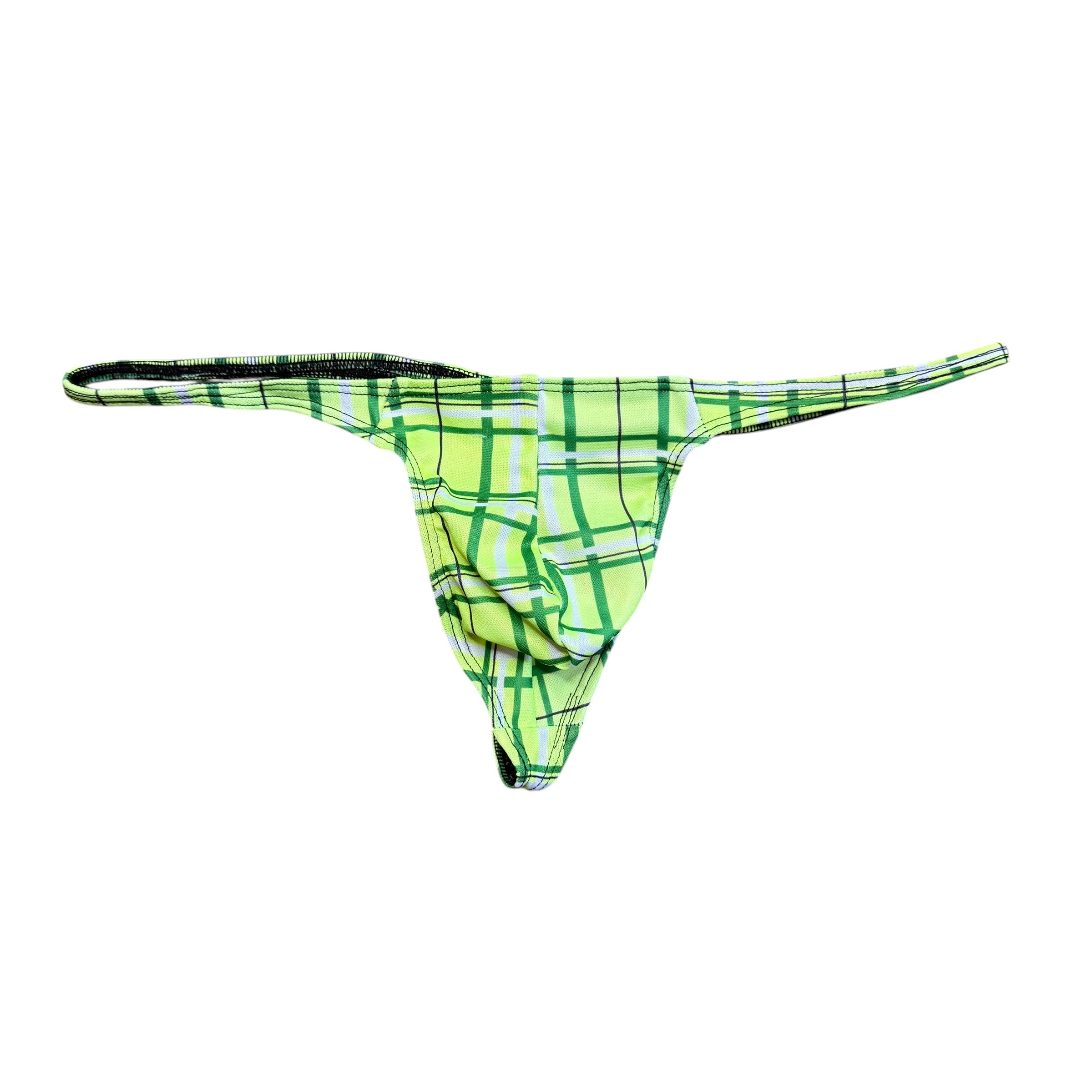 Neon Plaid Thong. M - L