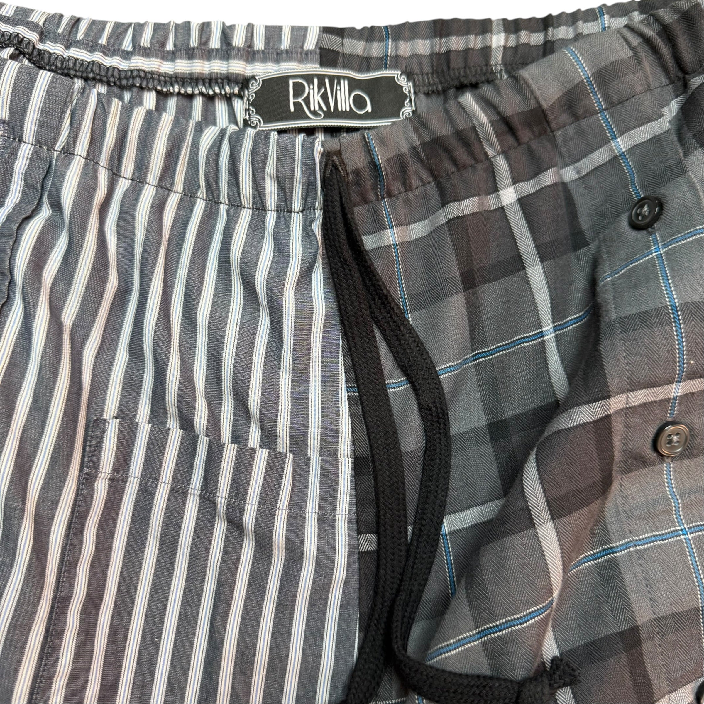 Grey Plaid Button Up Shorts. O/S