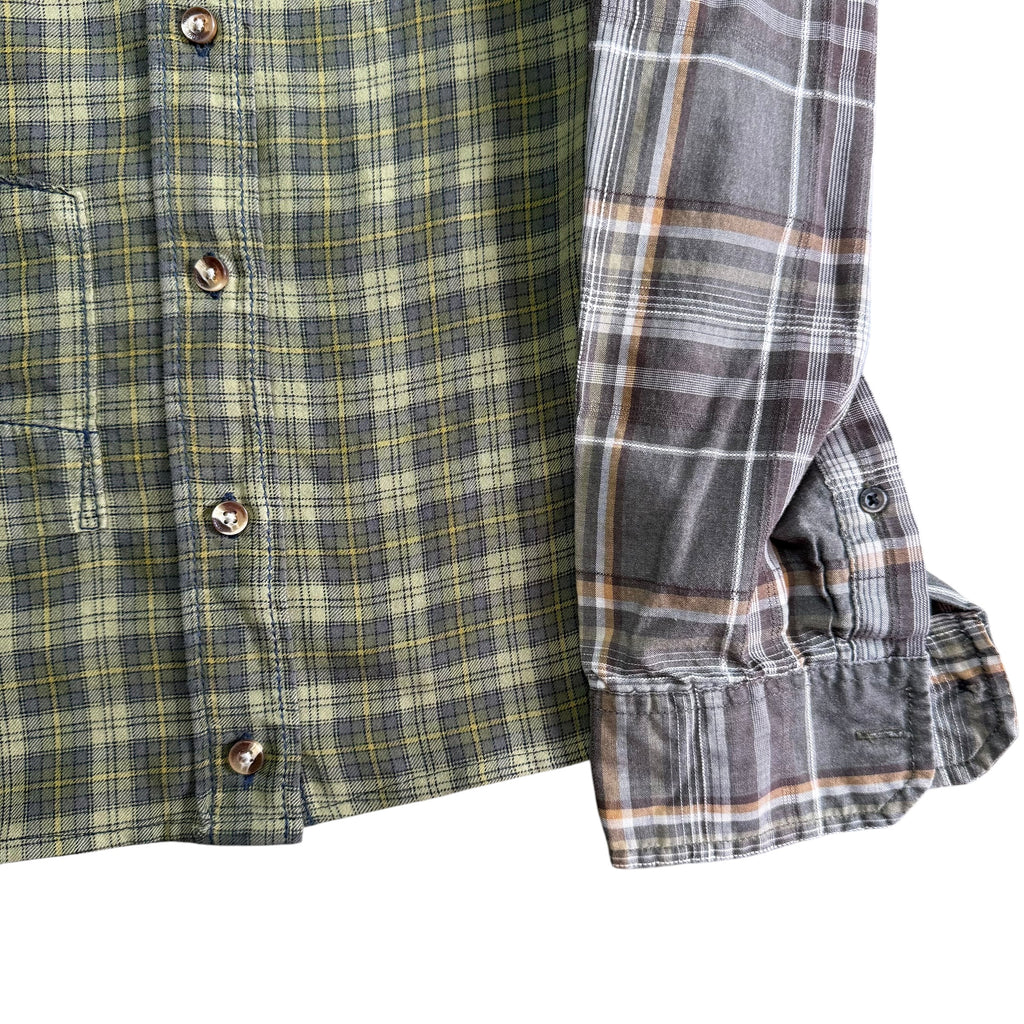 Green Plaid Button Up Shorts. O/S