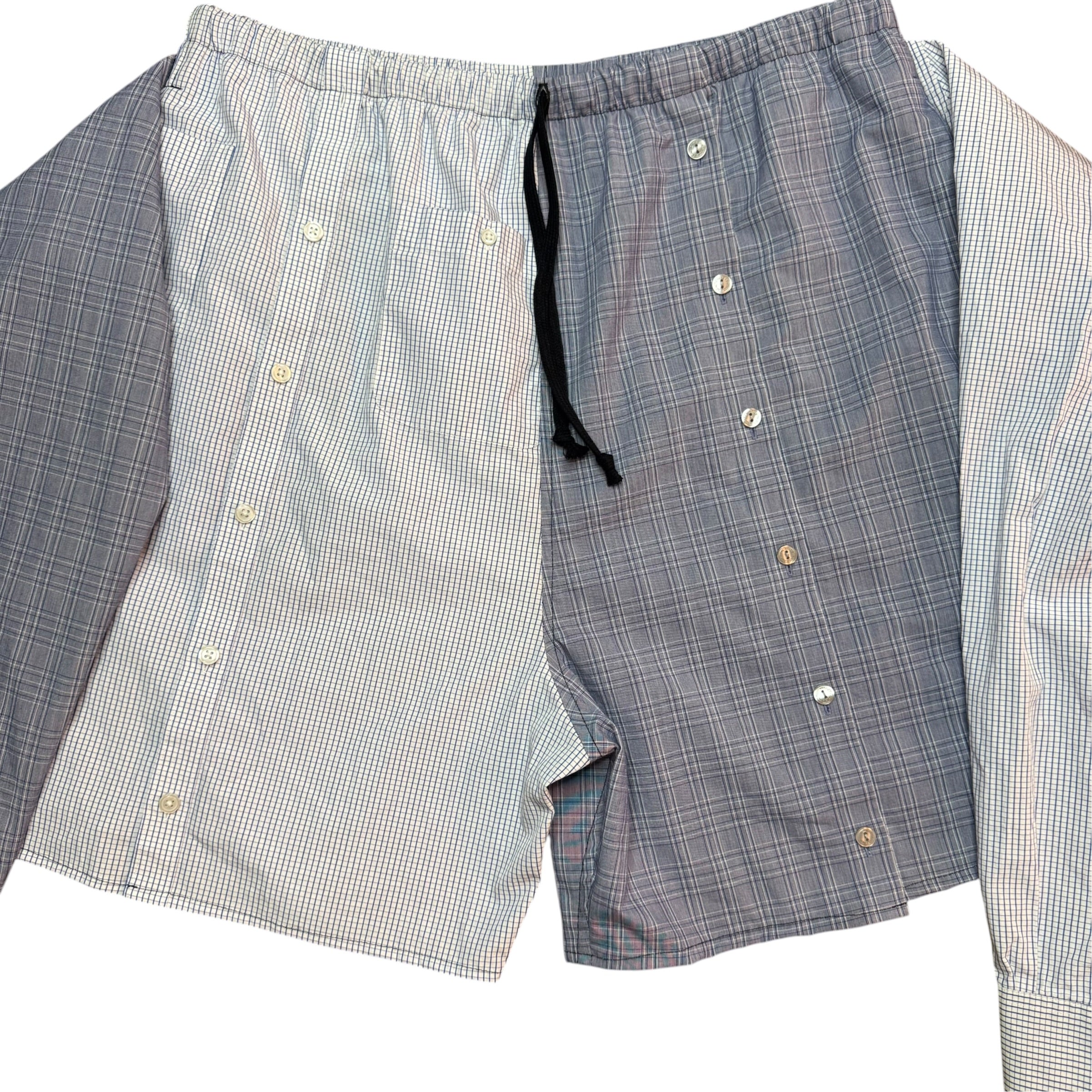 Blue Check Button Up Shorts. O/S