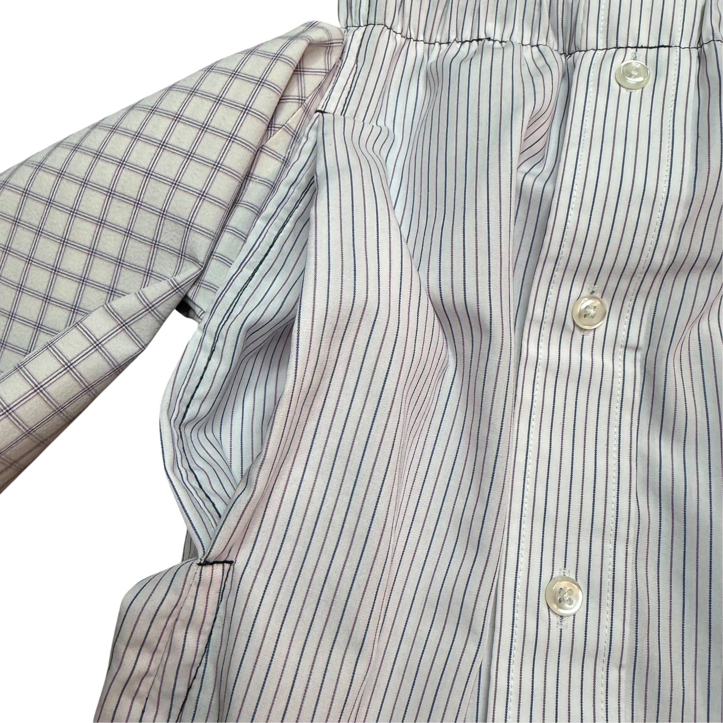 White Plaid Button Up Shorts. O/S