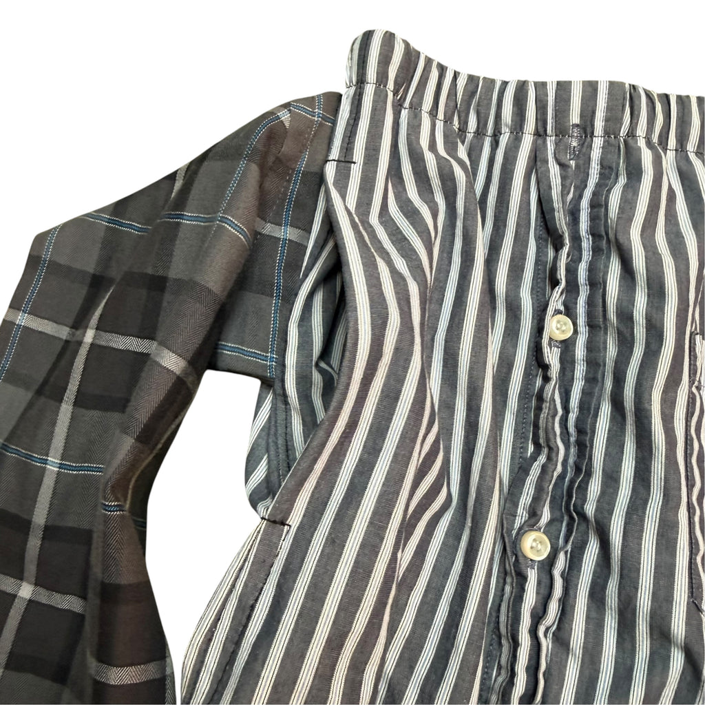 Grey Plaid Button Up Shorts. O/S