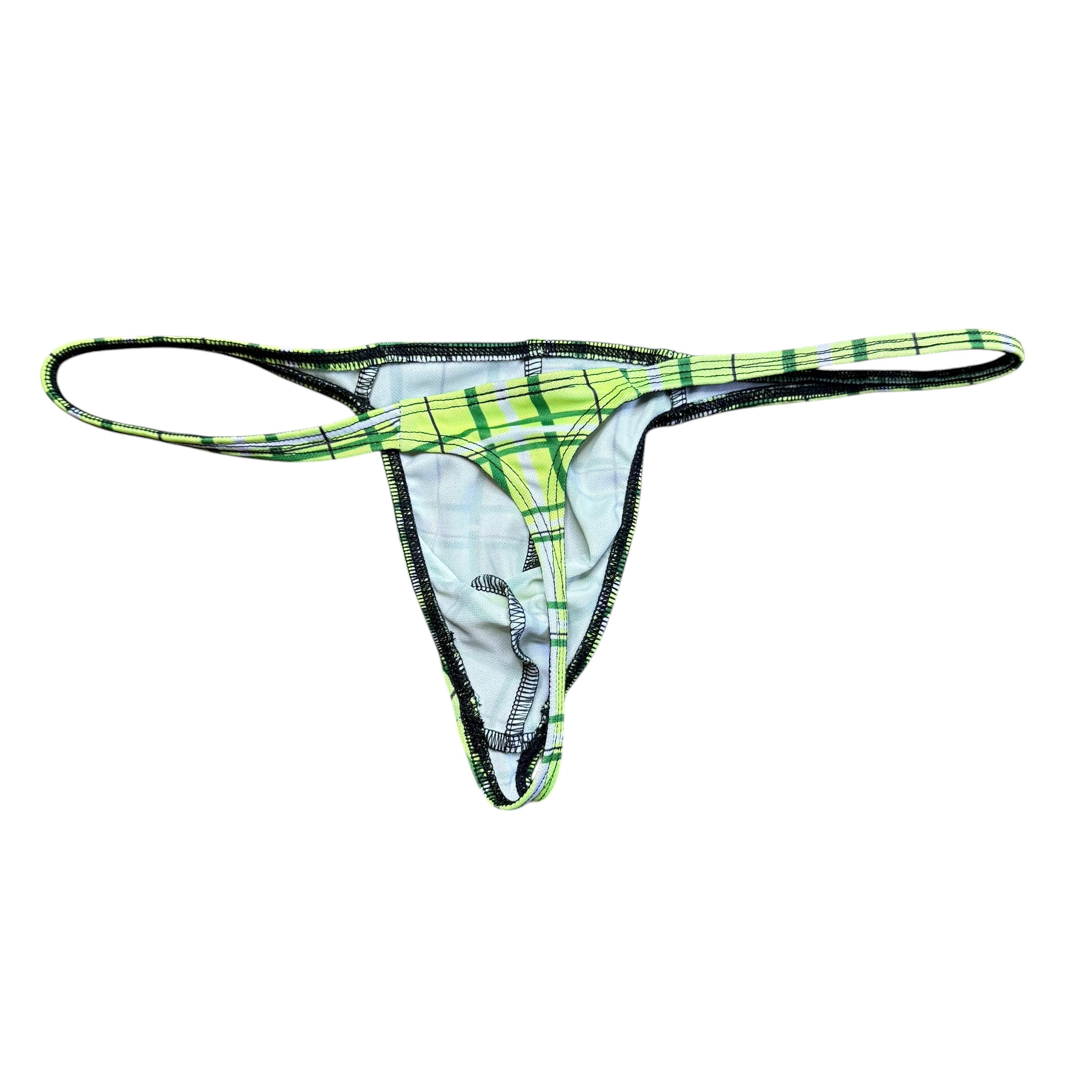 Neon Plaid Thong. M - L