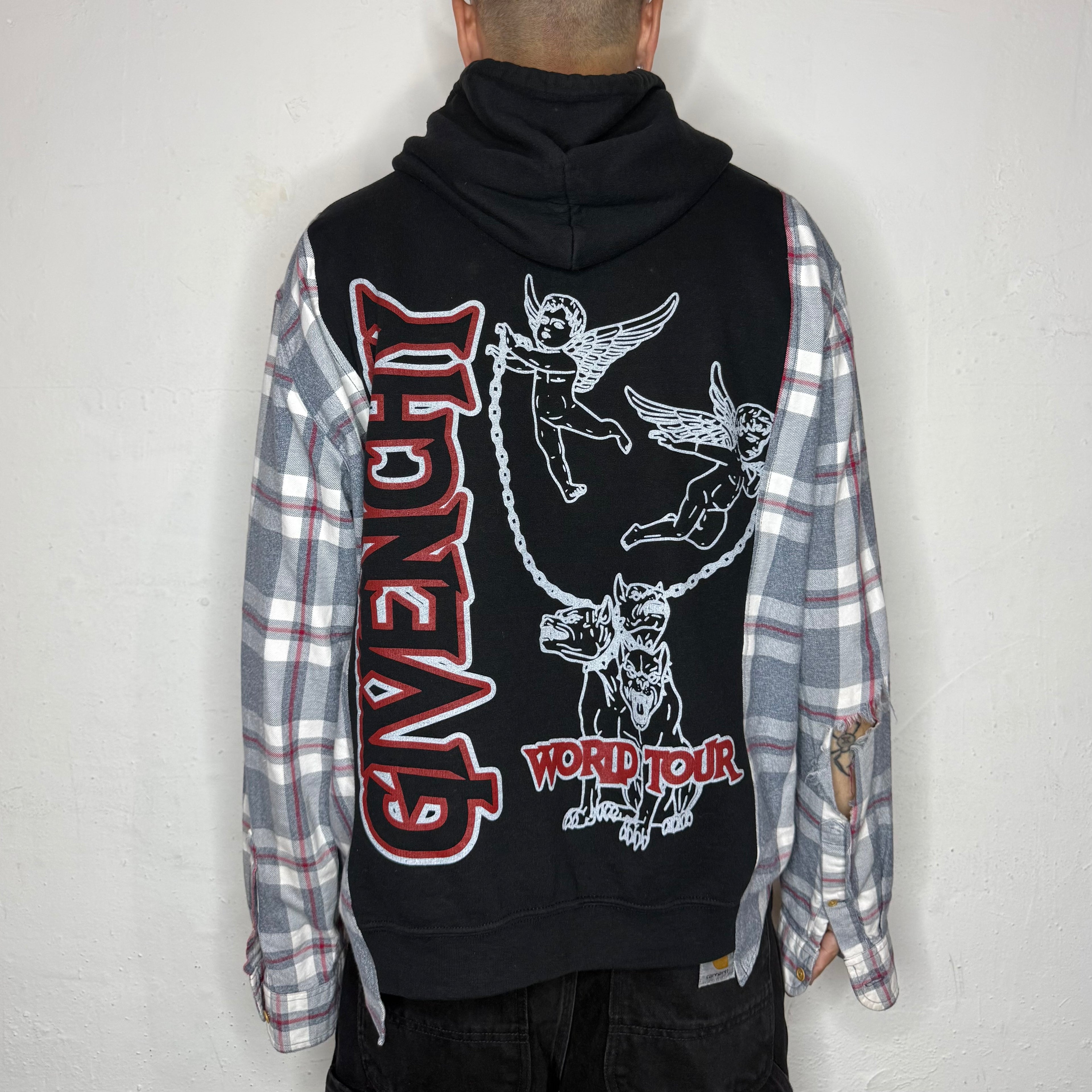 Givenchy World Tour Plaid Hoodie. M