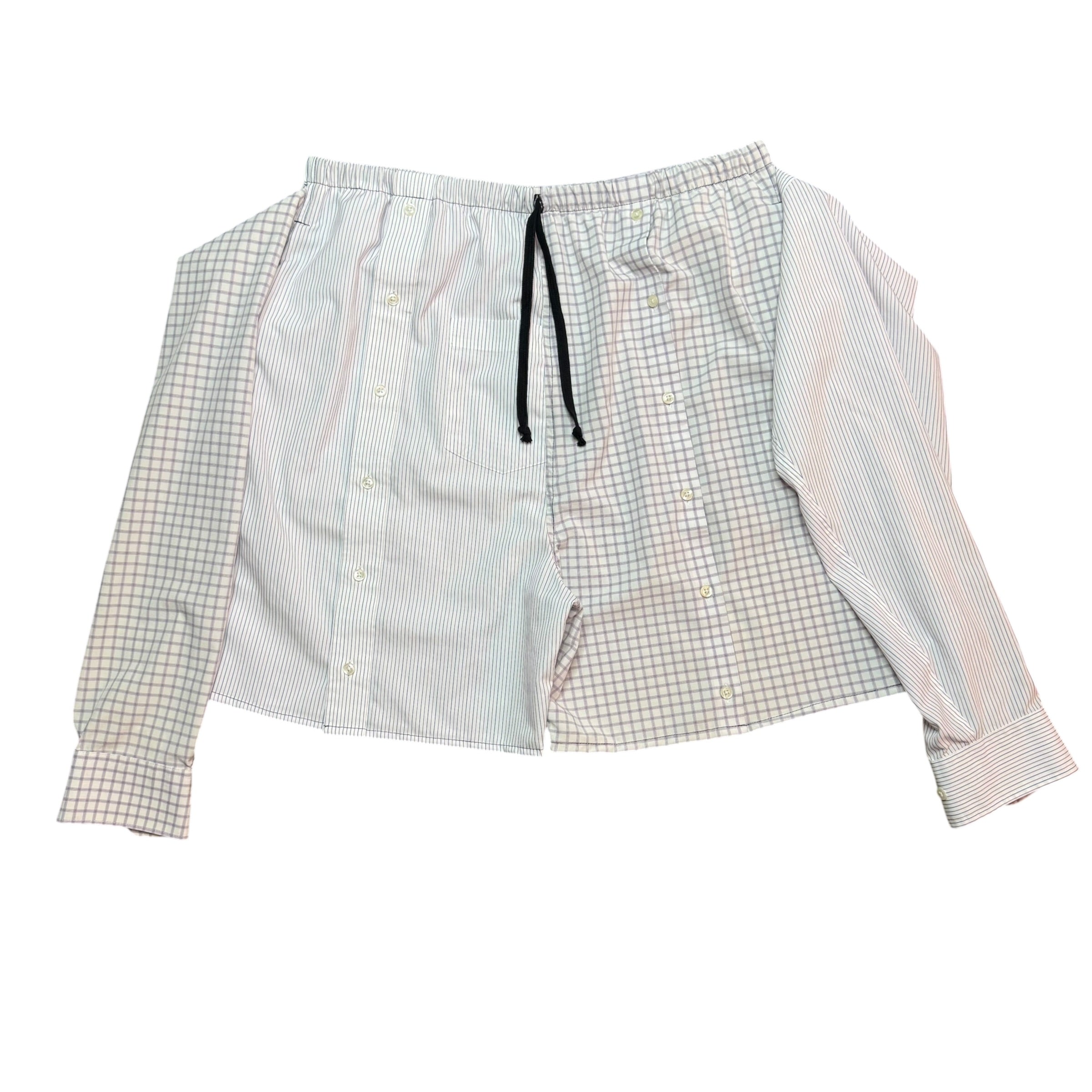 White Plaid Button Up Shorts. O/S