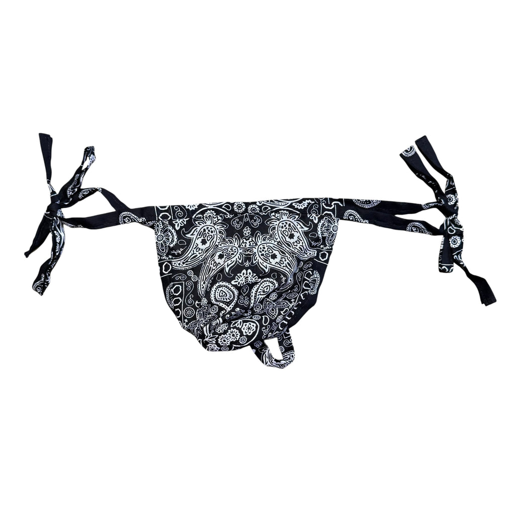 Black Hanky Bandana Thong. O/S