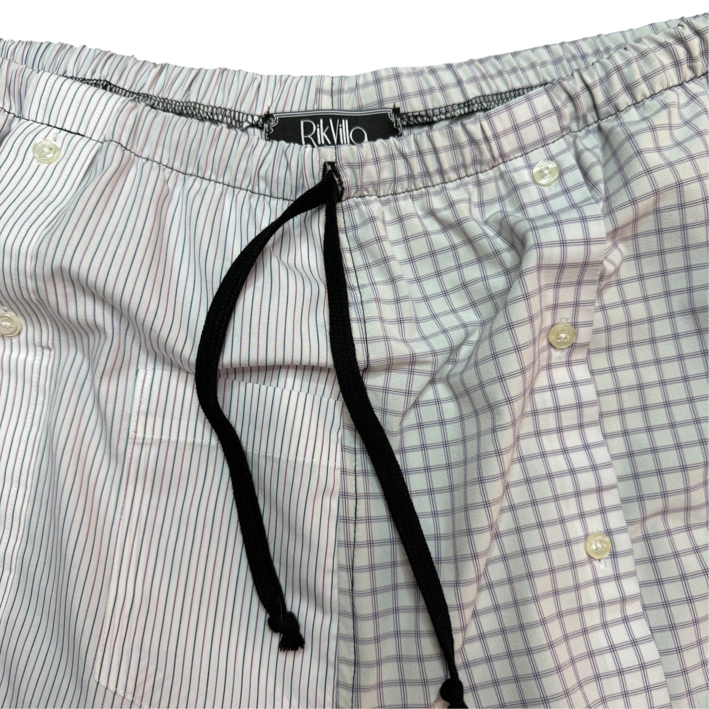 White Plaid Button Up Shorts. O/S