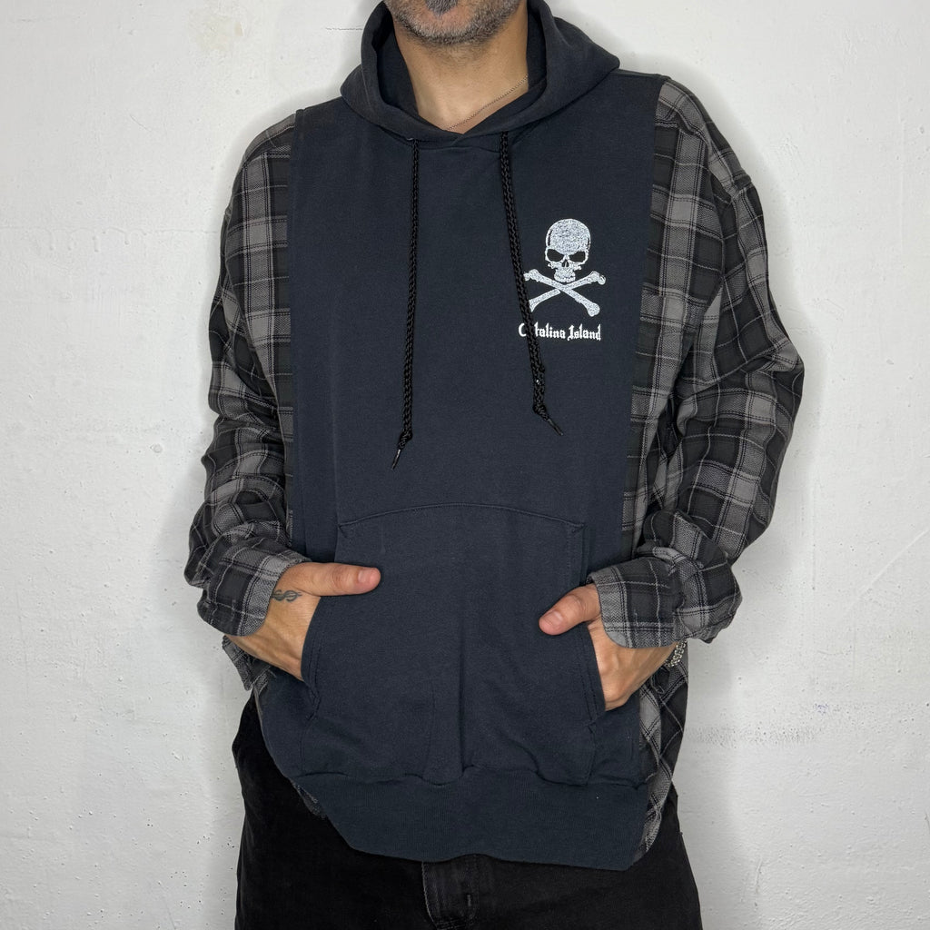 Skull & CrossBones Plaid Hoodie. S