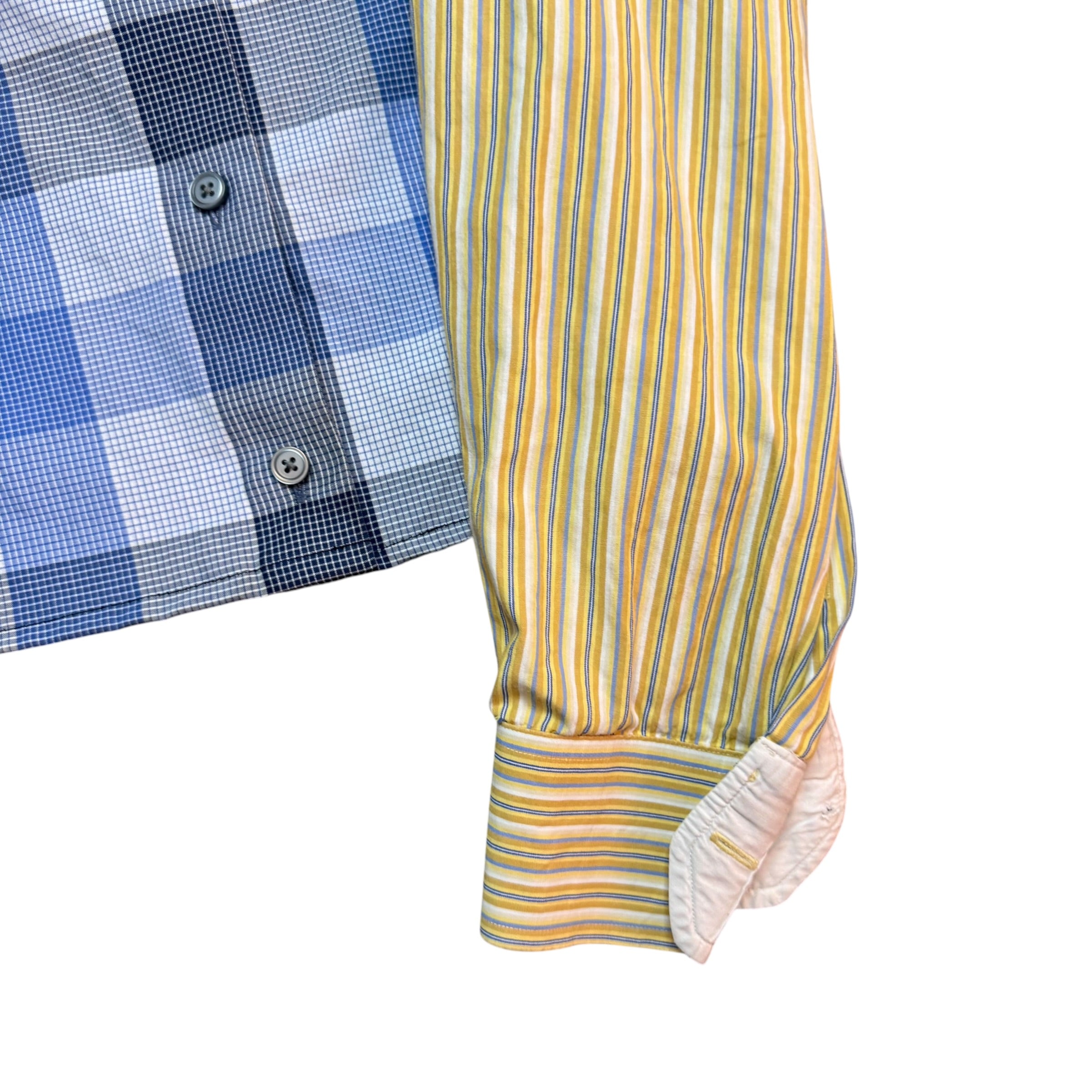 Yellow Plaid Button Up Shorts. O/S