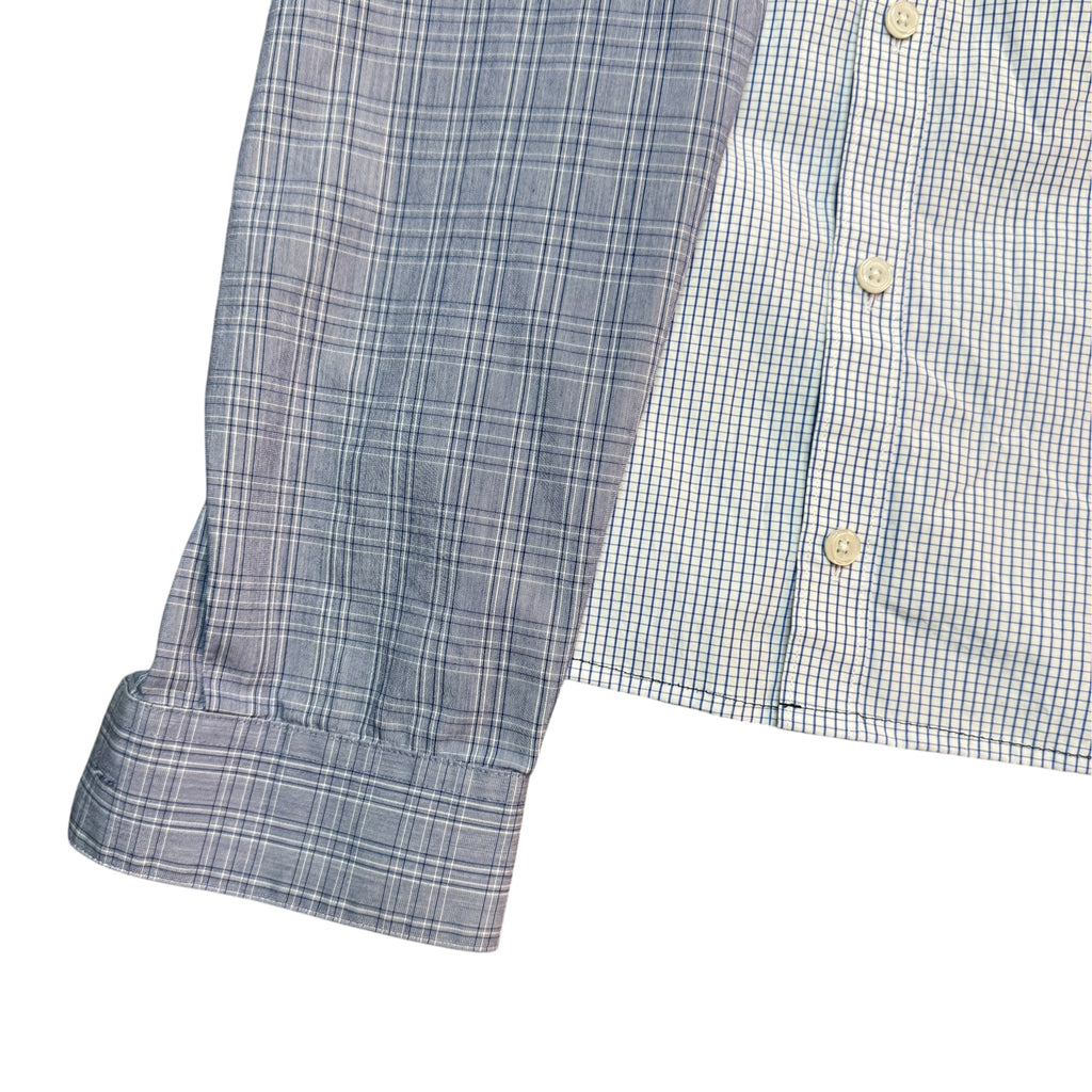 Blue Check Button Up Shorts. O/S