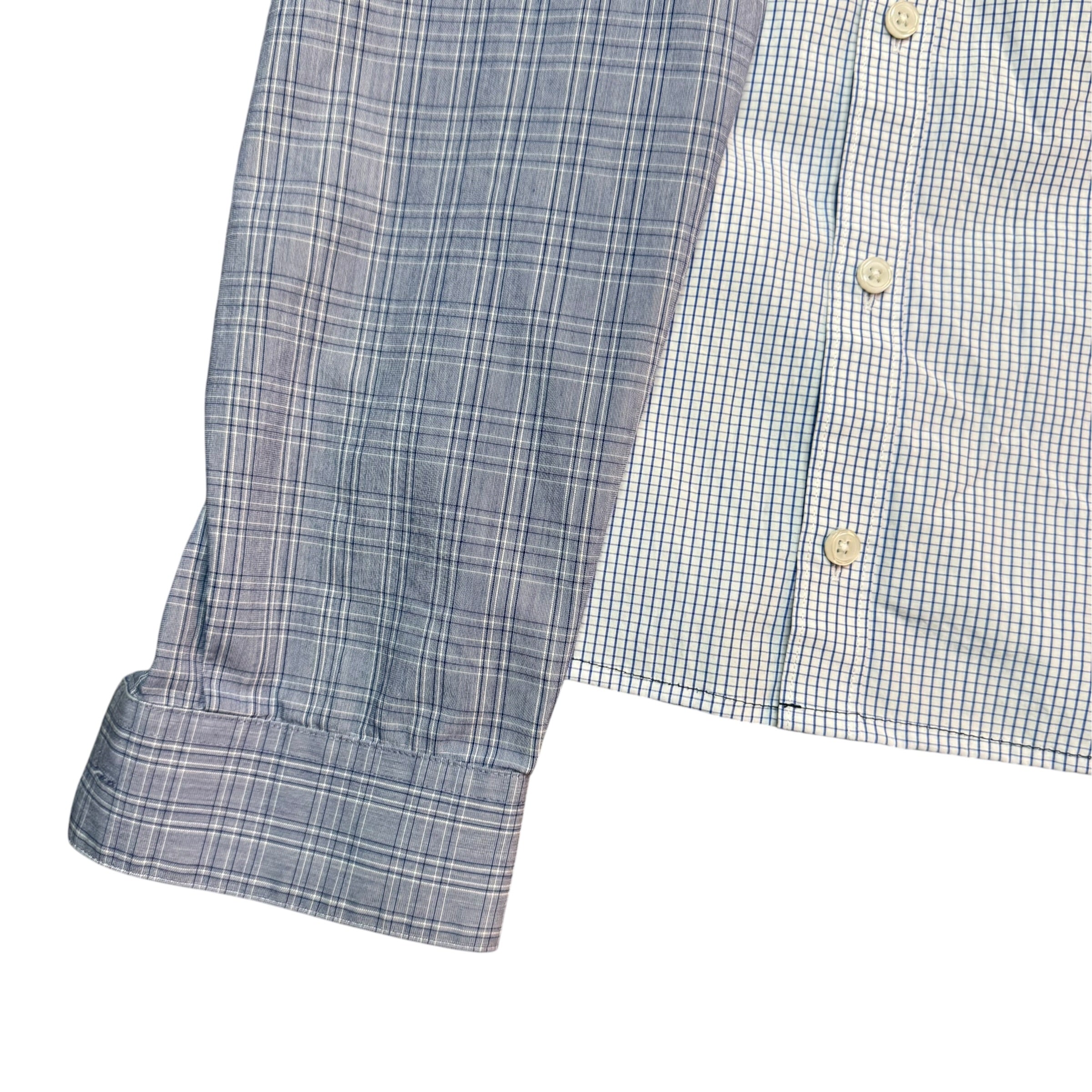 Blue Check Button Up Shorts. O/S