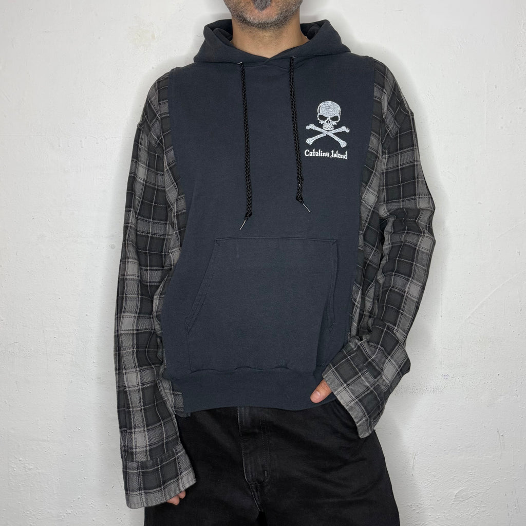 Skull & CrossBones Plaid Hoodie. S