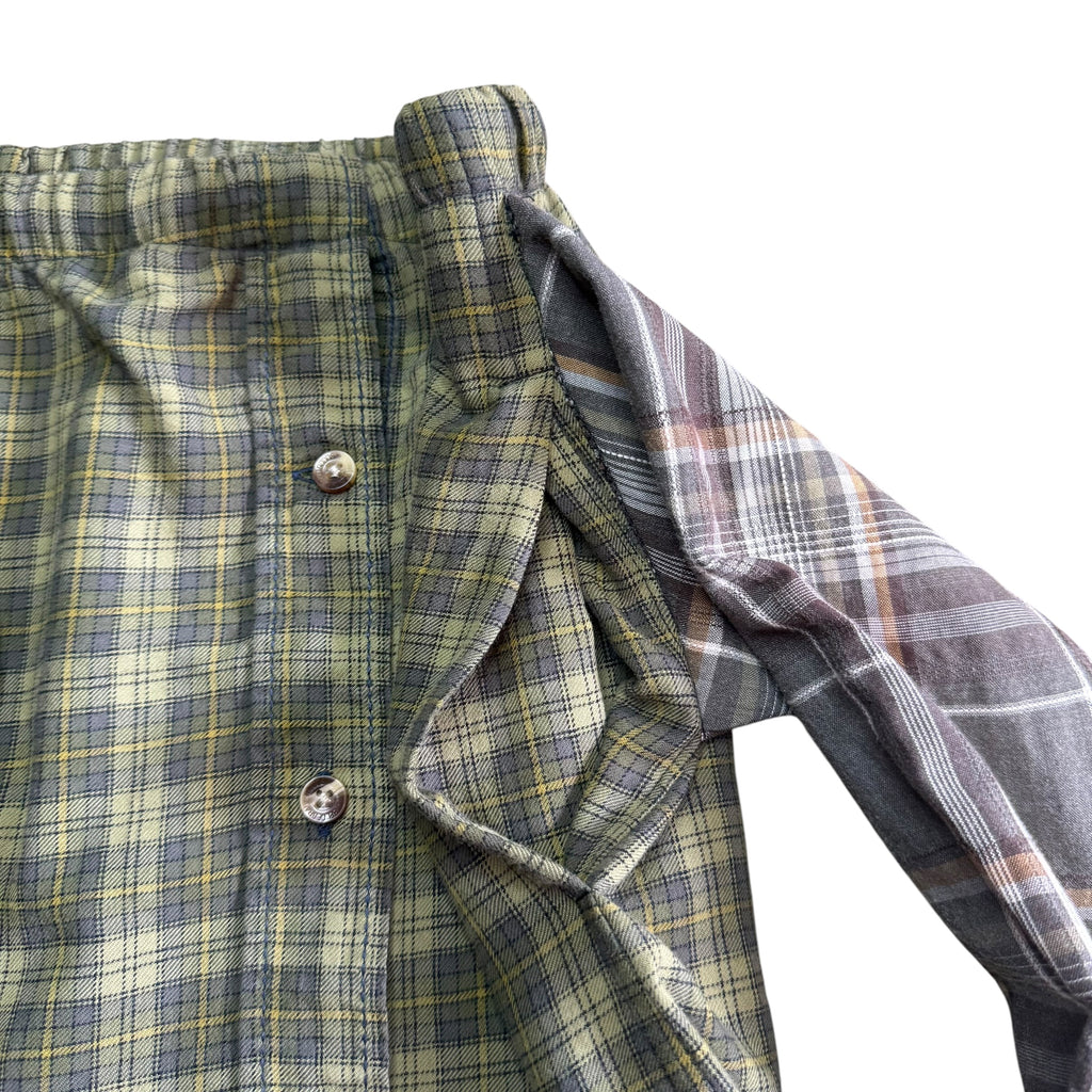 Green Plaid Button Up Shorts. O/S