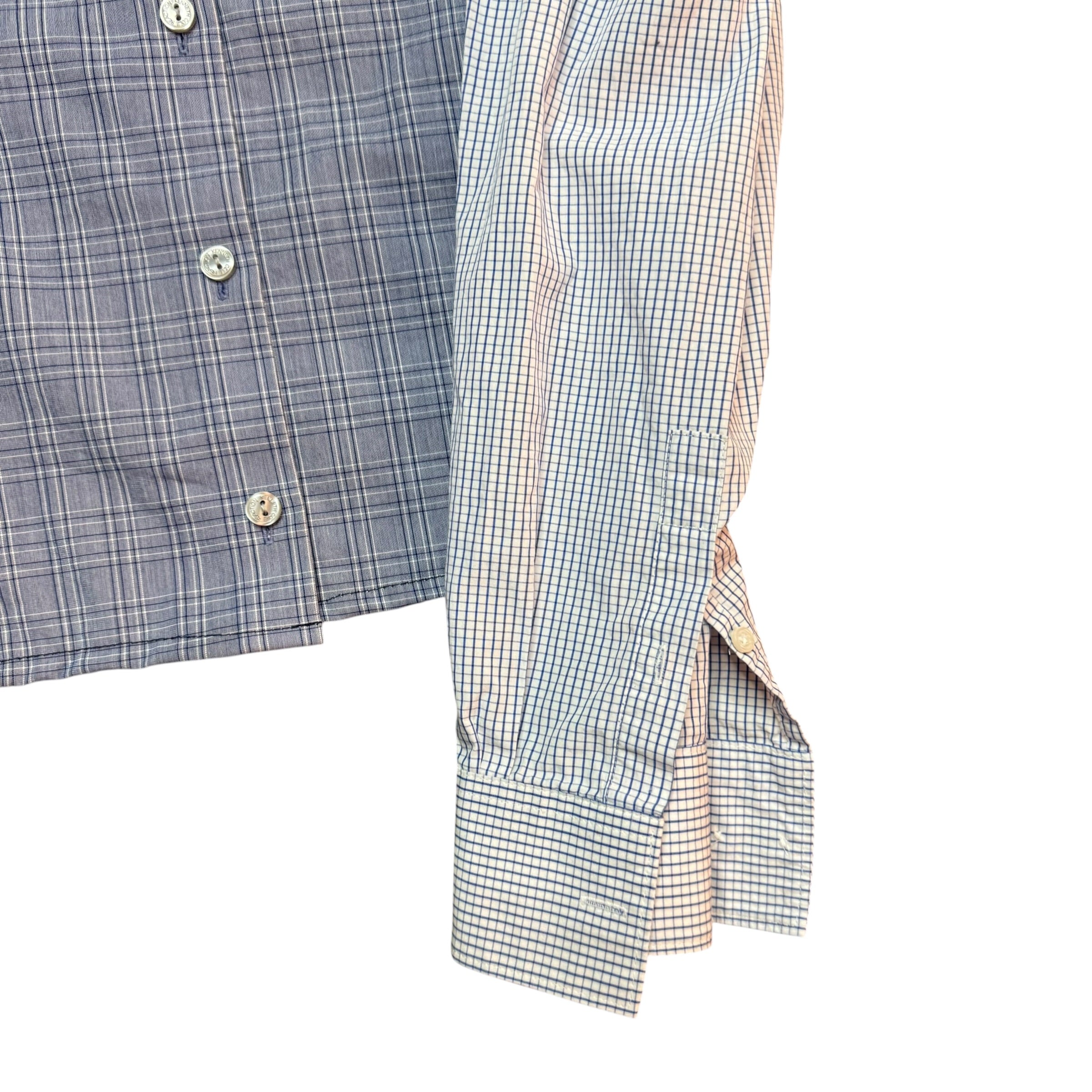 Blue Check Button Up Shorts. O/S
