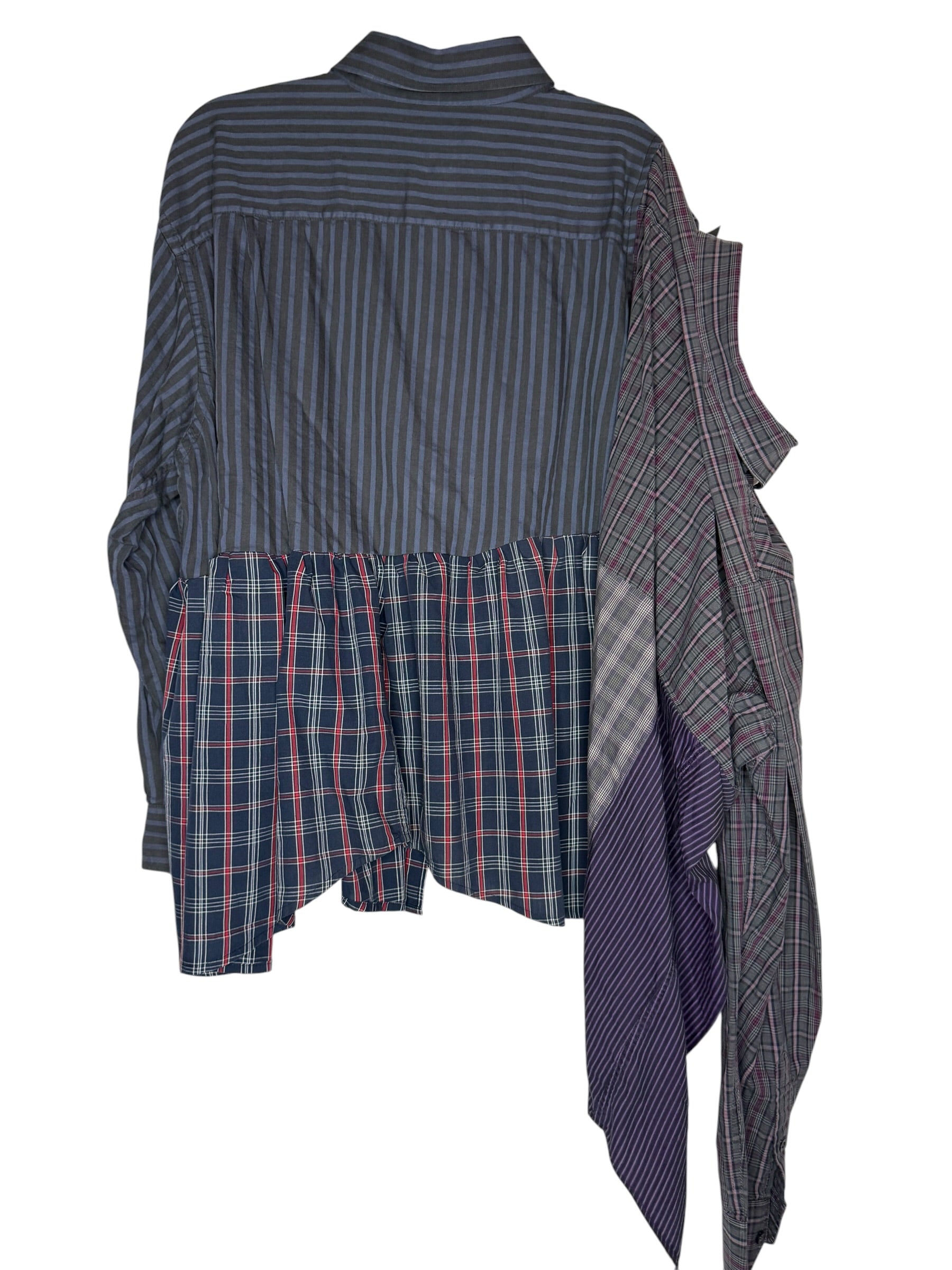 Blue Double Crop Shirt. L