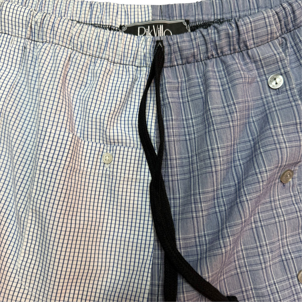 Blue Check Button Up Shorts. O/S