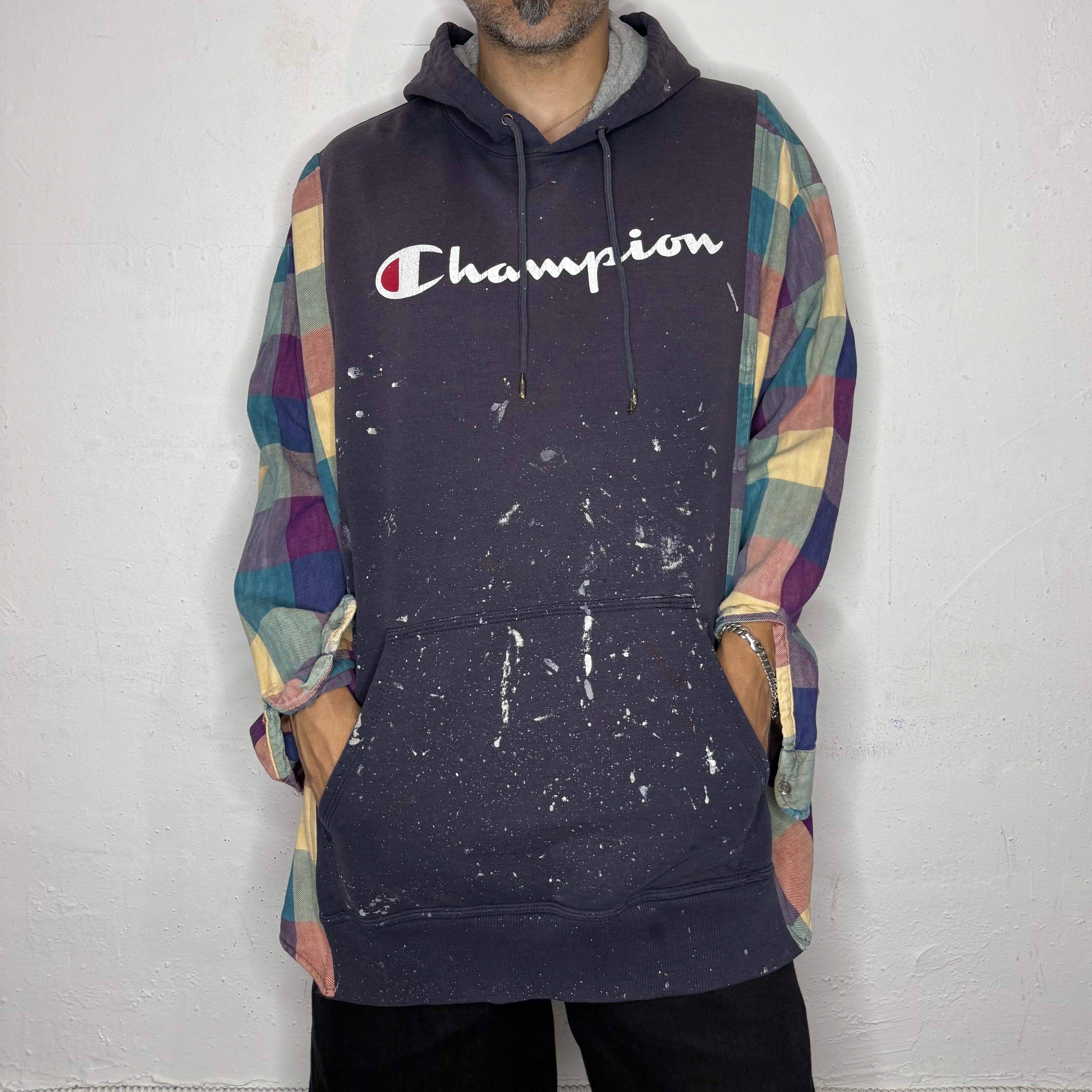 Champion Plaid Hoodie. 2XL