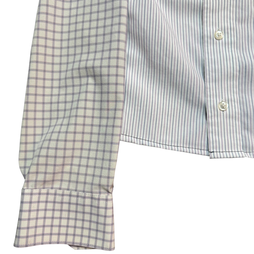 White Plaid Button Up Shorts. O/S