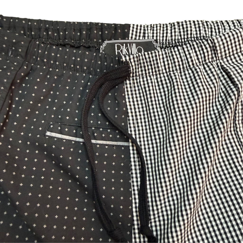 Black Dot Button Up Shorts. O/S