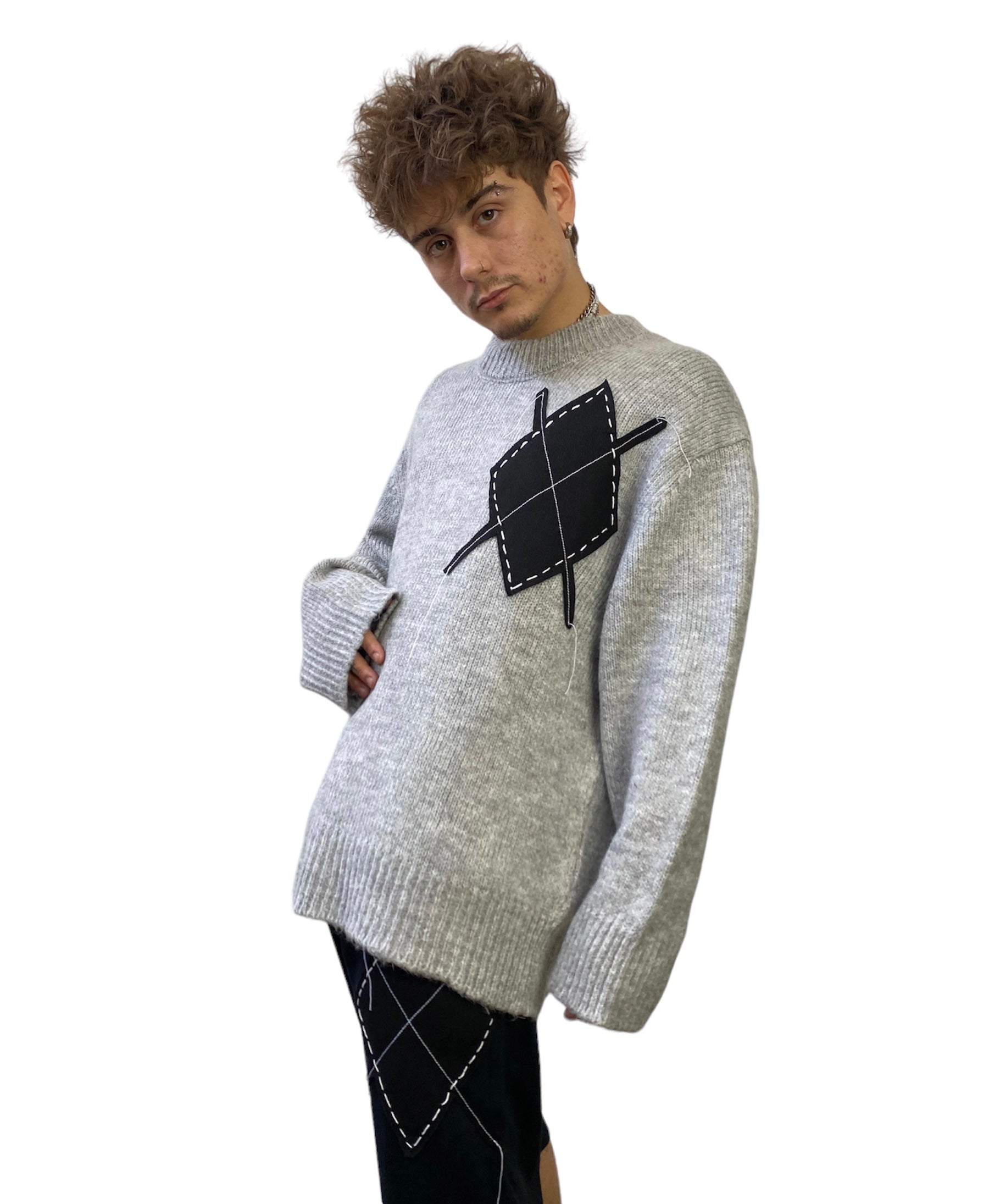Argyle Fuzzy Sweater. S/M - L/XL