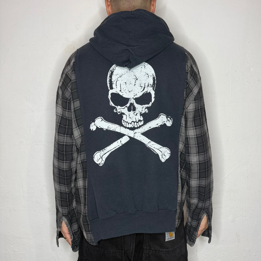 Skull & CrossBones Plaid Hoodie. S
