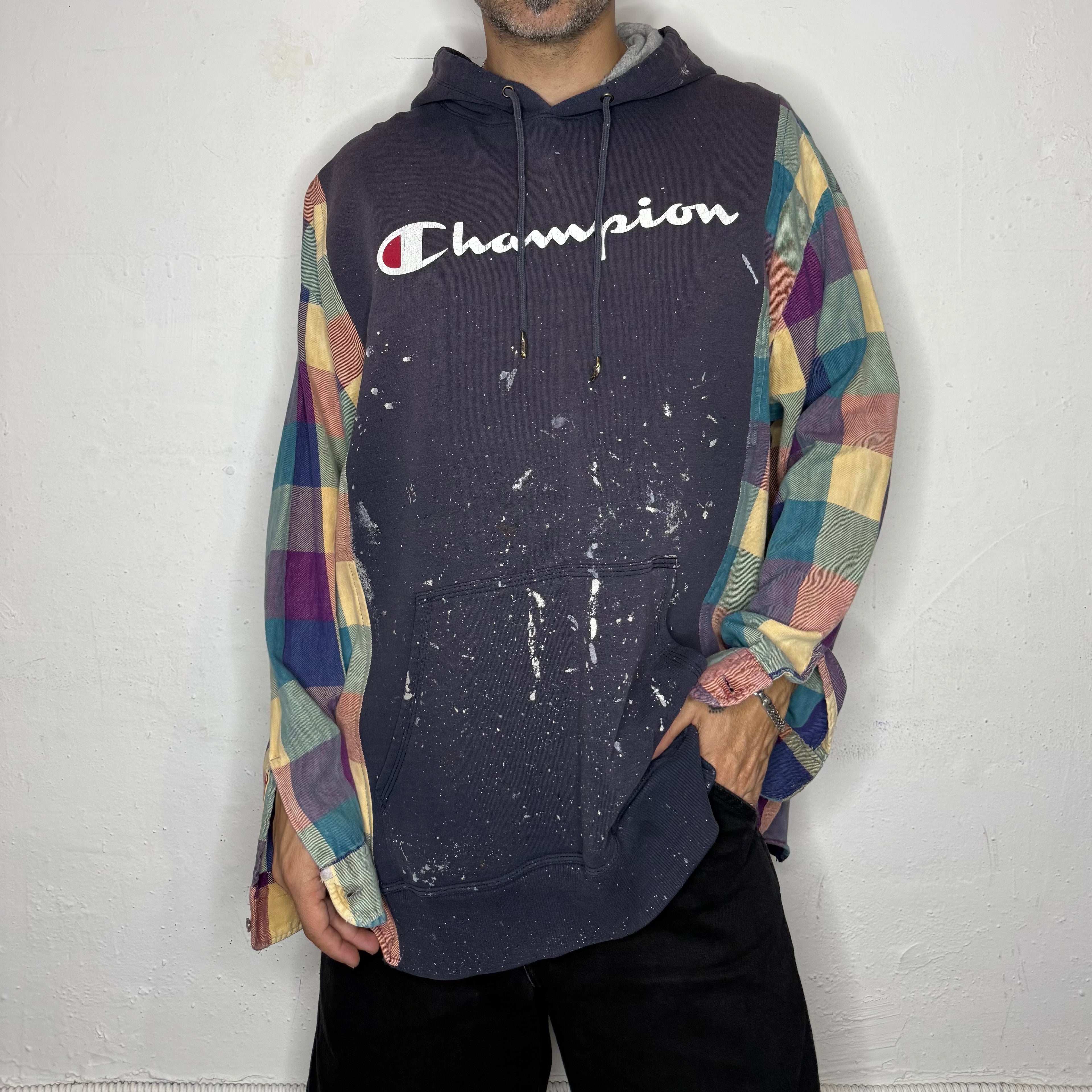 Champion Plaid Hoodie. 2XL
