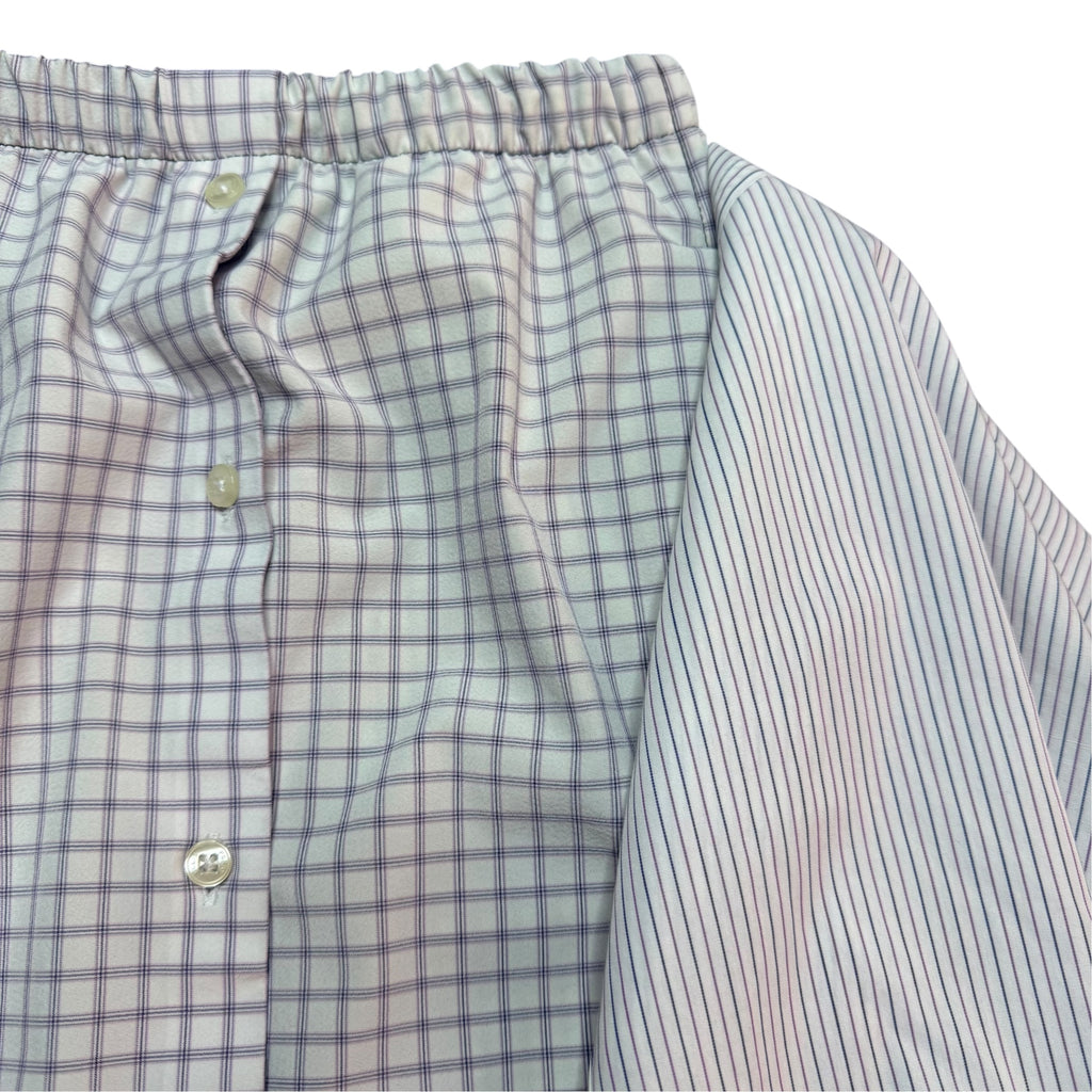 White Plaid Button Up Shorts. O/S