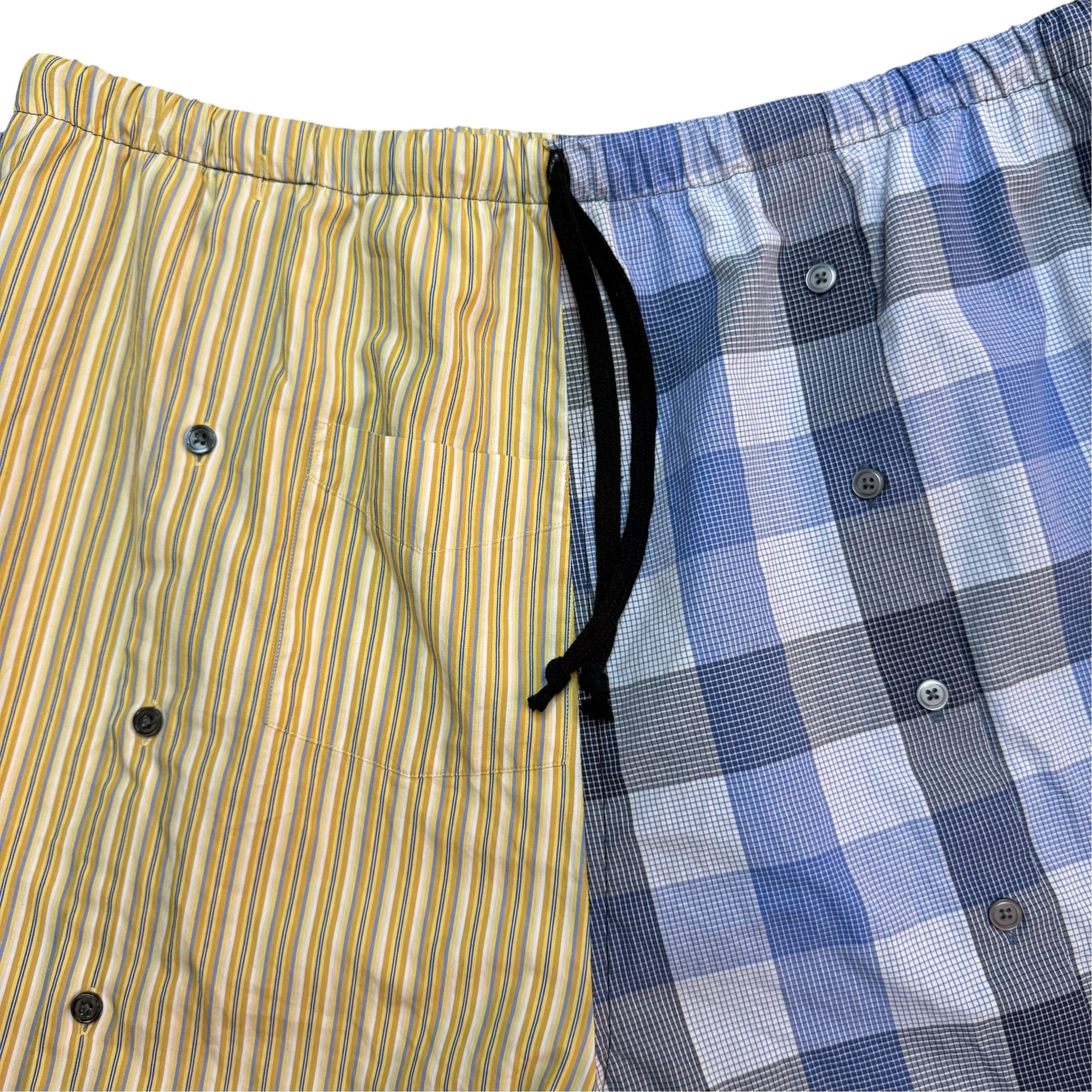 Yellow Plaid Button Up Shorts. O/S