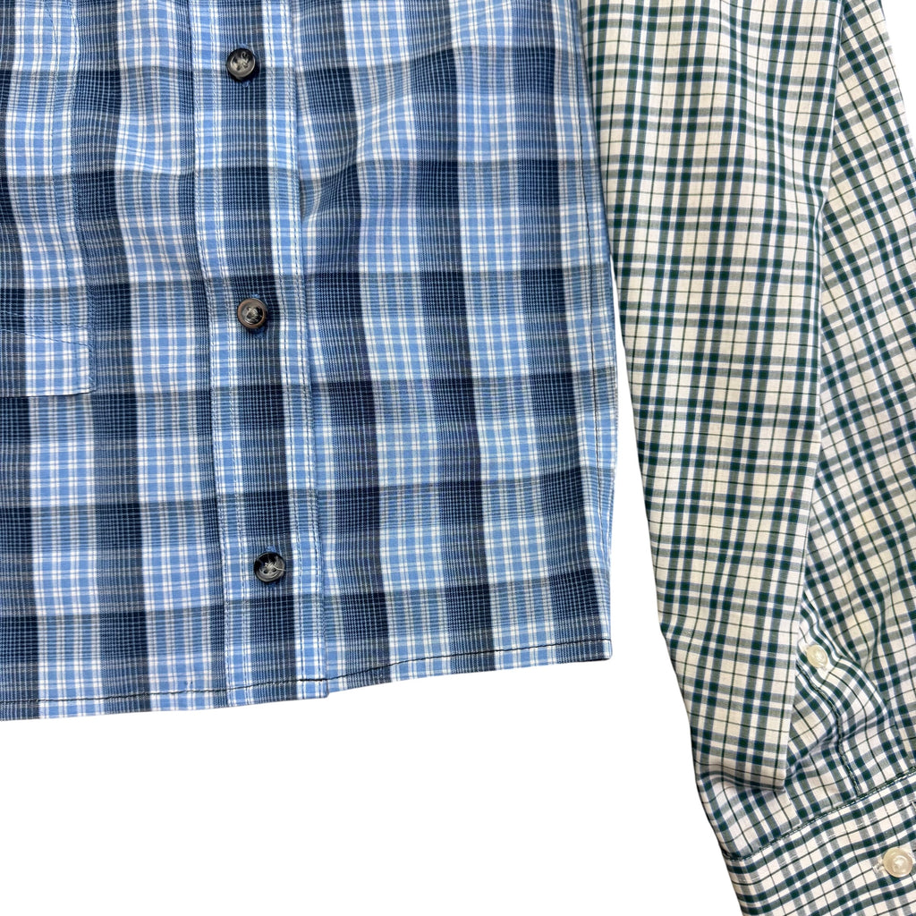 Blue Plaid Button Up Shorts. O/S